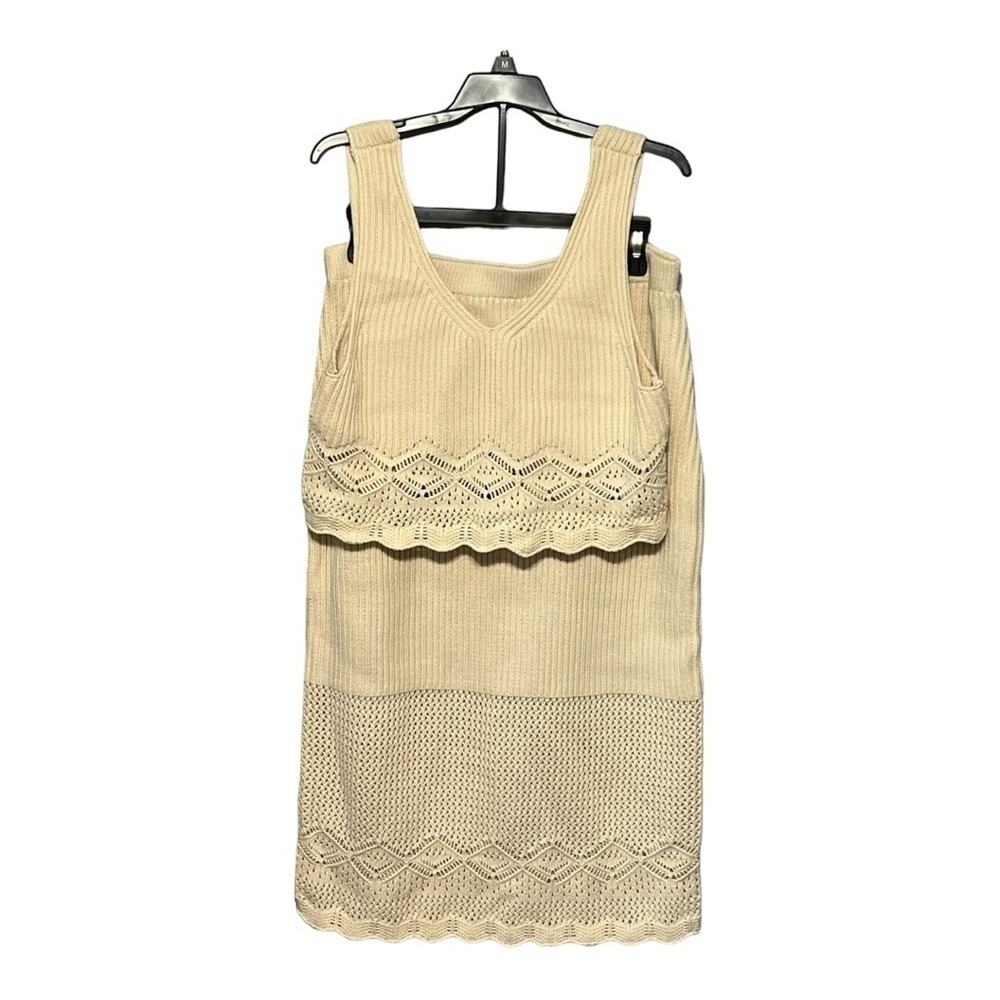 House of Harlow 1960 Beige Crochet Knit 2PC Set Medium